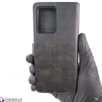 Dirbtinos odos dėklas su skyreliais - juodas (Xiaomi Poco X5 Pro 5G/Redmi Note 12 Pro 5G)